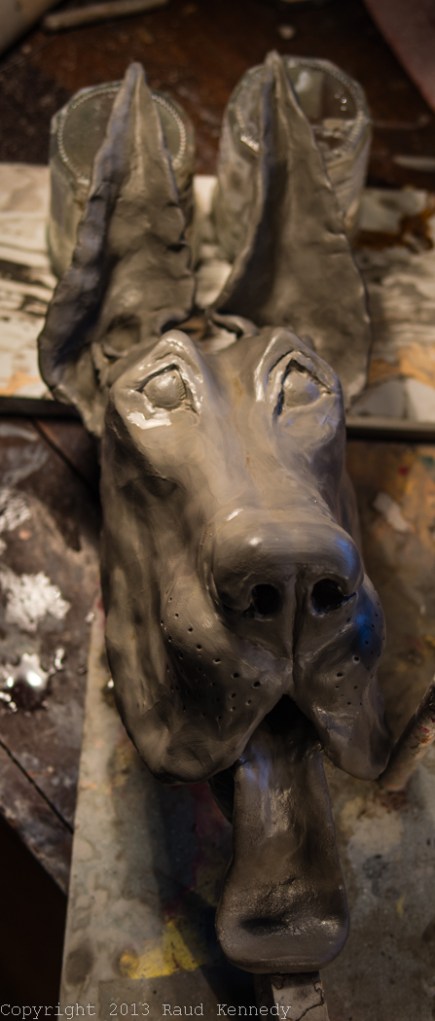 handbuilt ceramic dog sculpture - great dane 1