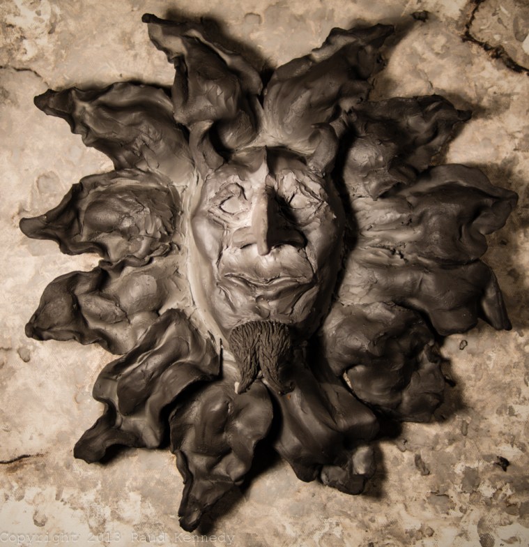 handbuilt ceramic sculpture devil flower