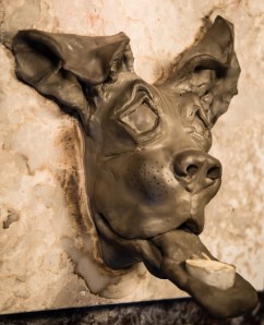 ceramic dog sculpture - boxer mix 1