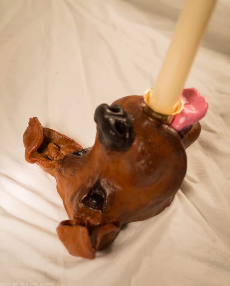 ceramic dog sculpture - candle holder 3