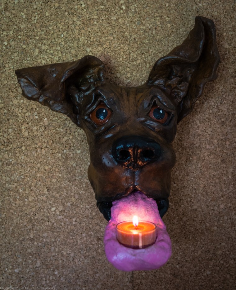 ceramic dog sculpture - candle sconce 1