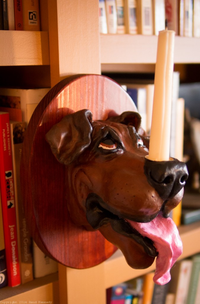 dog candle sconce - brown dog 3