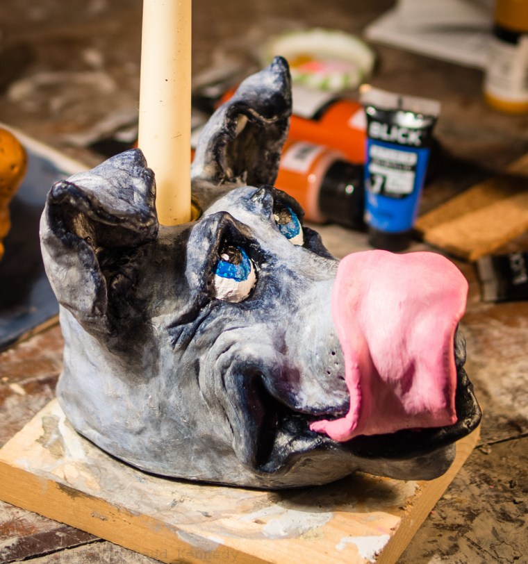 ceramic dog candle holder